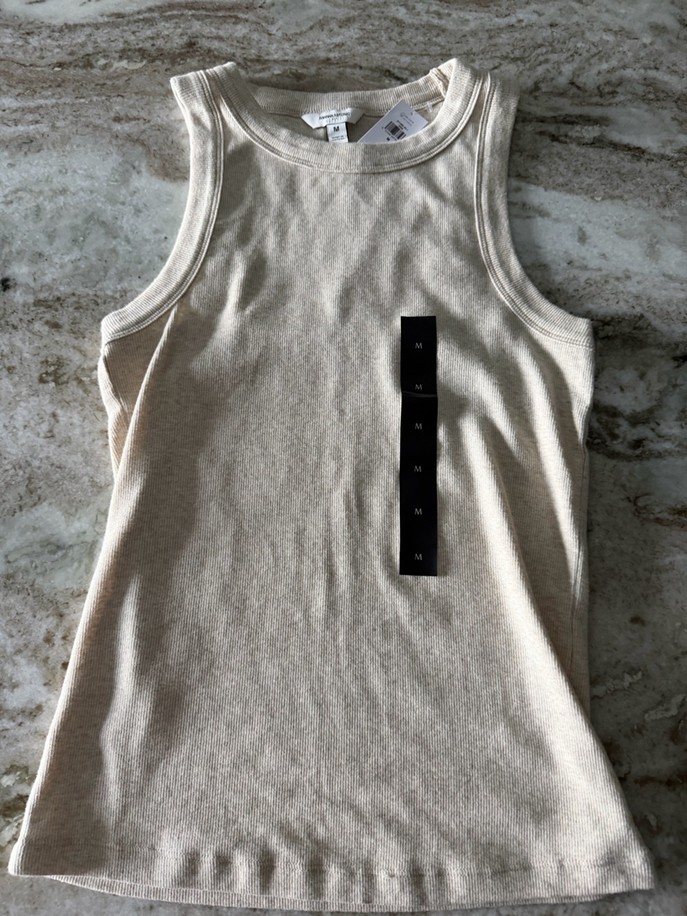 Banana Republic Ribbed Crewneck Tank Top in Oatmeal